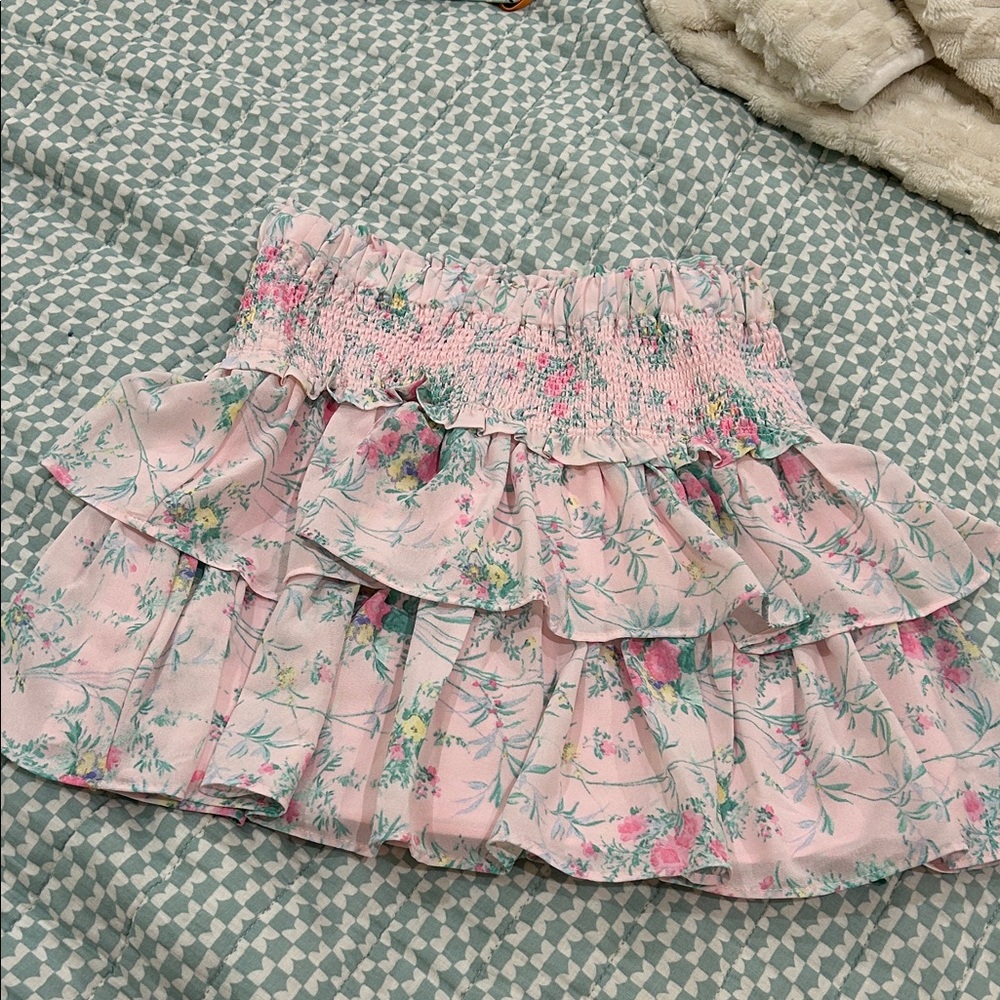 Janie and Jack Pink Floral Tiered Skirt
